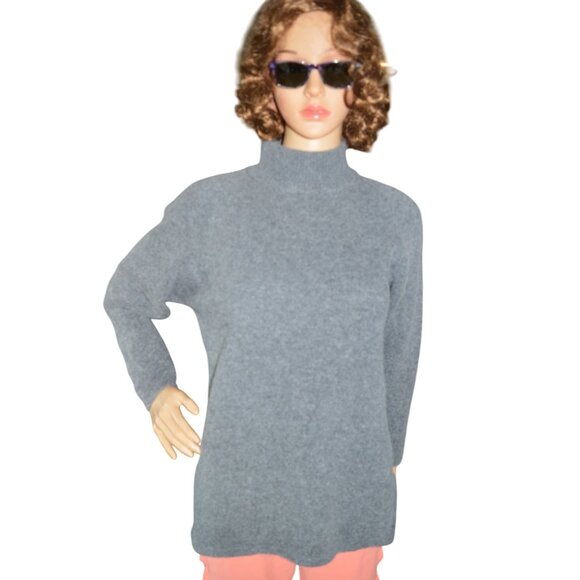 Vintage Jeanne Pierre Gray Lambswool Angora Turtle Neck Sweater Women Size Small - Picture 1 of 8